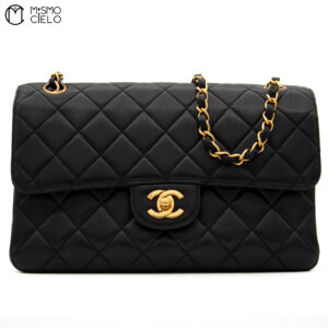 CHANEL Black  Classic Double Flap Shoulder Bag #