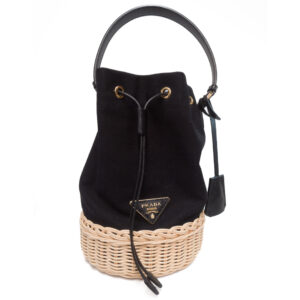 PRADA Drawstring Wicker Bucket Bag