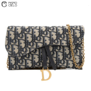 CHRISTIAN DIOR Oblique Saddle Chain Wallet Extra Bag Inside *