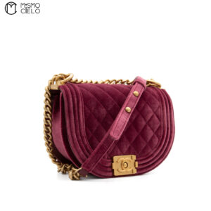 CHANEL Velour Chain Purple Boy Shoulder Bag