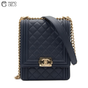 CHANEL North South Boy Bag in Quilted Calfskin with Gold Tone Hardware