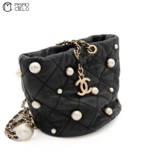CHANEL Lambskin Pearl Chain Shoulder