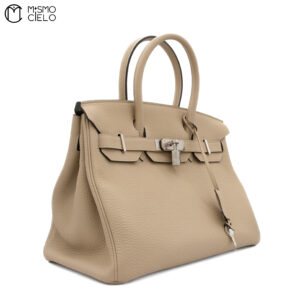 HERMES Authenticated Birkin 30 Beige Leather Handbag