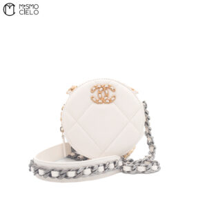 CHANEL White 19 Chain Pouch