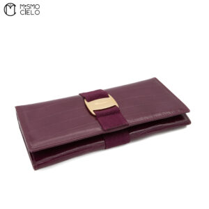FERRAGAMO Vara Ribbon Long Wallet Crocodile Embossed