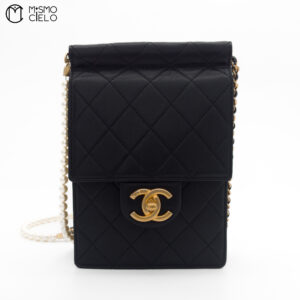 CHANEL Matelasse Leather Pearl Chain Shoulder Bag ^#