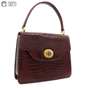 GUCCI Crocodile Tiger Eye Bordeaux Handbag