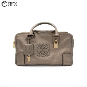 LOEWE Amazona 28 Gold Leather Boston Bag