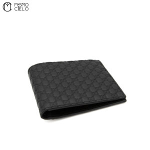GUCCI Micro GG Bi-Fold Wallet In Black Leather *