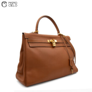 HERMES Authenticated Kelly 35  Brown 2 Way Shoulder Bag