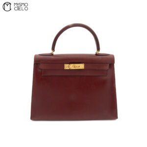HERMES Kelly 28 Box Calf  Rouge Ash