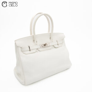 HERMES Autheticated Birkin 30 White Handbag J Engraved