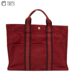 HERMES Foule Tote MM Canvas Bordeaux