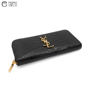 YSL Cassandra Crocodile Embossed Round Long Wallet *^