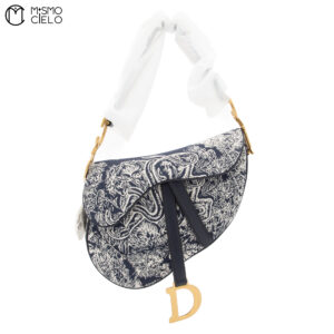 CHRISTIAN DIOR Navy Jacquard Saddle bag