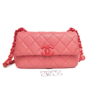 CHANEL Caviar Skin Pink Coco Mark and Chain Shoulder Bag #