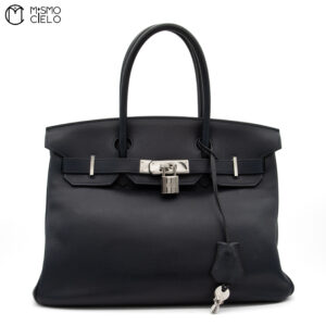 HERMES Authenticated Birkin 30 Navy Square L Engraved