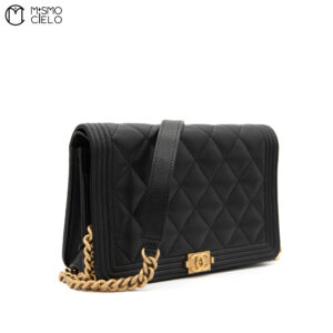 CHANEL Boy Caviar Skin Wallet Black * #