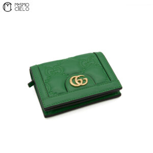 GUCCI GG Matelasse Bi-fold Wallet in Quilted Green Leather *