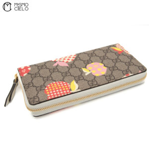 GUCCI Round Zip Apple Logo long wallet ^ *