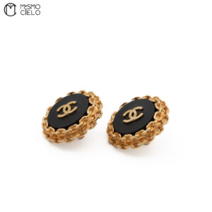CHANEL *  Coco Black and Gold Clip-on Earrings