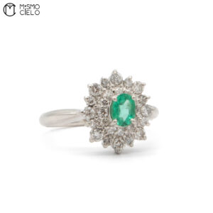 MY BEADS LUXE PT900 Emerald and Diamond 5.8g Ring 0.3Ct E  0.55Ct D
