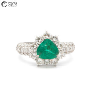 MY BEADS LUXE # PT900 Emerald and Diamond 5.8g Ring 1.5Ct E  2.1Ct D
