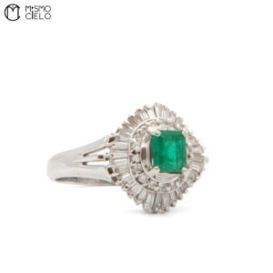 MY BEADS LUXE PT900 Emerald and Diamond 7.3g Ring 0.61Ct E  0.49Ct D