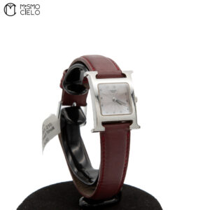 HERMES H Watch HH1.210 Pink Pearl Shell  Dial Leather Belt