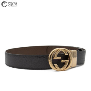 GUCCI Imprime Belt Reversible Gold GG