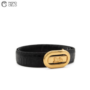CELINE Crocodile Leather Gold Carriage Belt  75 cm