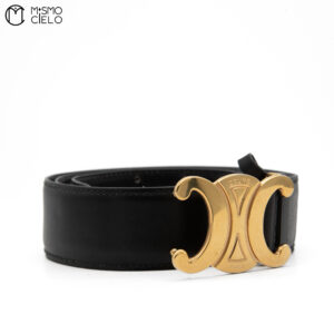 CELINE Black Triomphe Belt 85 cm