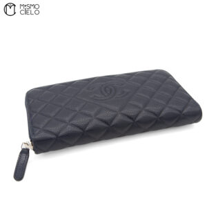 CHANEL Caviar Skin Matelasse Zippy Wallet