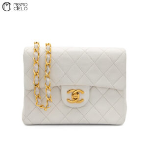 CHANEL Mini Matelasse White Shoulder Bag ^#