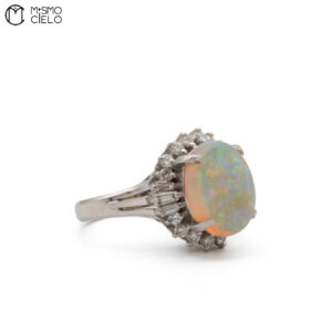 MY BEADS LUXE  PT900 Opal and Diamond 7g Ring  3.34ct O 0.47ct D #