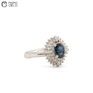 MY BEADS LUXE PT900 Sapphire and Diamond 6.6g Ring 1.24ct S 0.50ct D