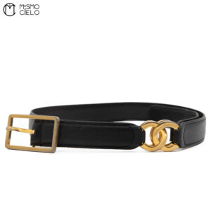 CHANEL Black Leather Belt  70 cm