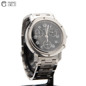 HERMES Clipper Chrono CL1.910 Black Dial Stainless Steel
