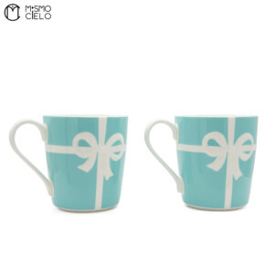 TIFFANY Blue Ribbon Mugs, Pair *