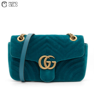 GUCCI GG Large Green Velvet Shoulder Bag