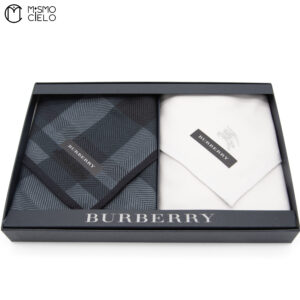BURBERRY Blue and White Silk Handkerchiefs Box set *