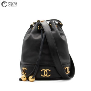 CHANEL Triple Coco Drawstring Shoulder Bag With Charm Pouch