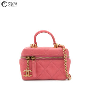 CHANEL Mini Pink Caviar Skin Vanity  Bag ^