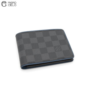 LOUIS VUITTON Blue and Black Portefeuille Check N64434 Wallet *