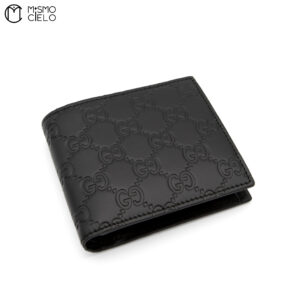 GUCCI Black Guccissima Compact Folding Wallet *