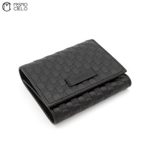 GUCCI Black Guccissima Micro GG Tri-fold Wallet  *