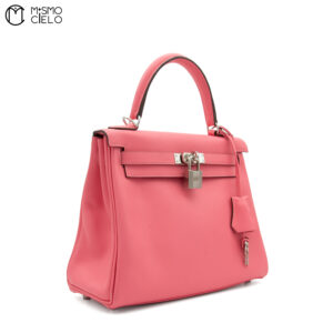 HERMES Authenticated Pink Swift Kelly 25 Shoulder Bag ^