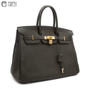 HERMES Authenticated Etain Brown Togo Birkin 35 Handbag ^