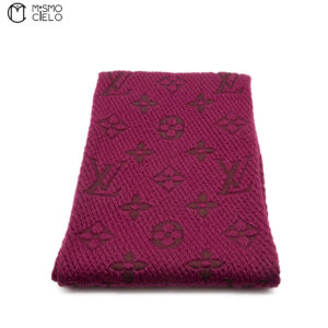 LOUIS VUITTON Monogram Logo Burgundy Echarpe