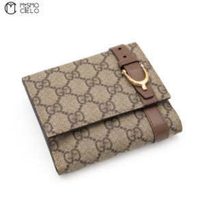 GUCCI Brown Canvas GG Supreme Folding Wallet
